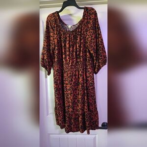 Knox Rose Bishop Sleeve Sundress Black and Brown